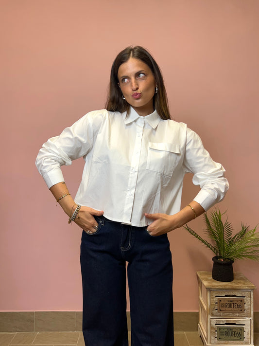 Camicia BASIC BIANCA CROP