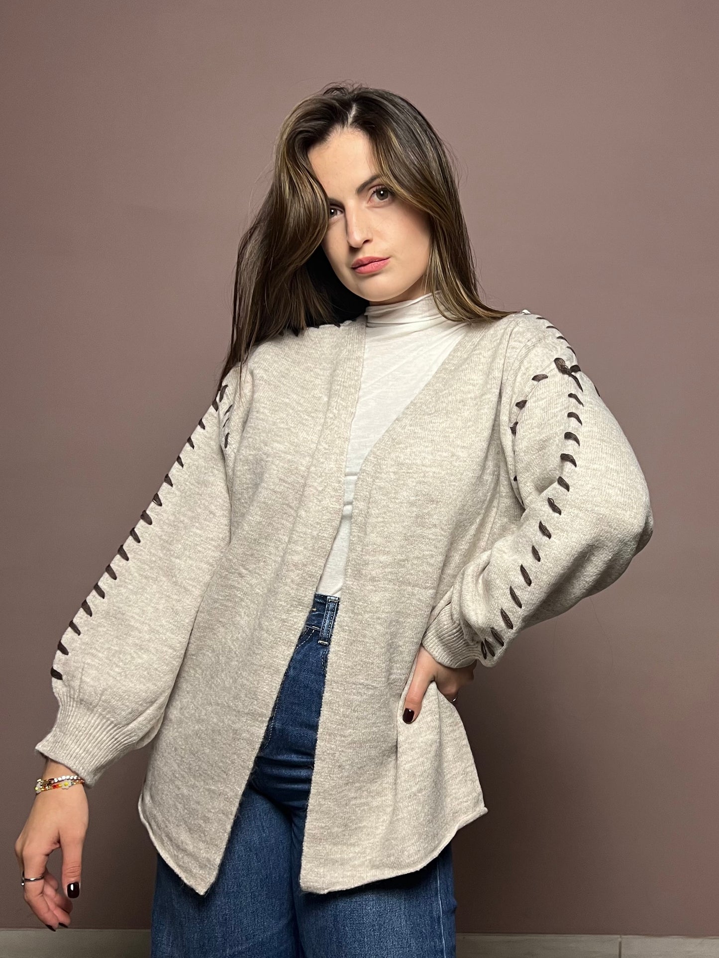 Cardigan TRECCIA BEIGE