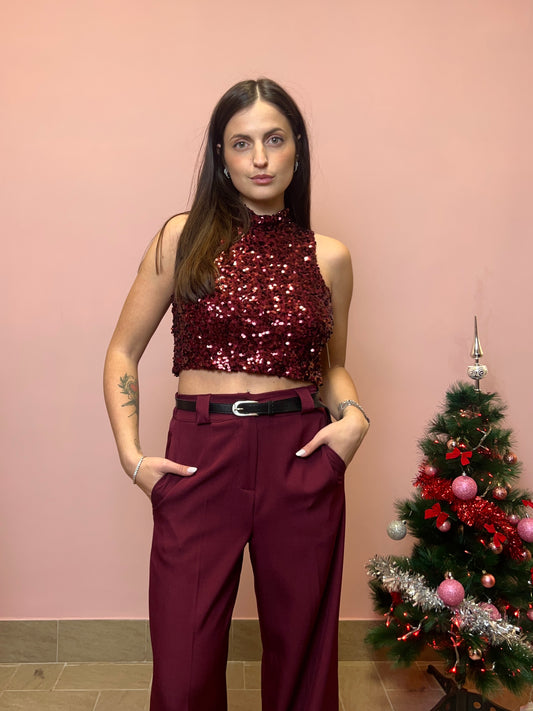 Top GLITTER BORDEAUX