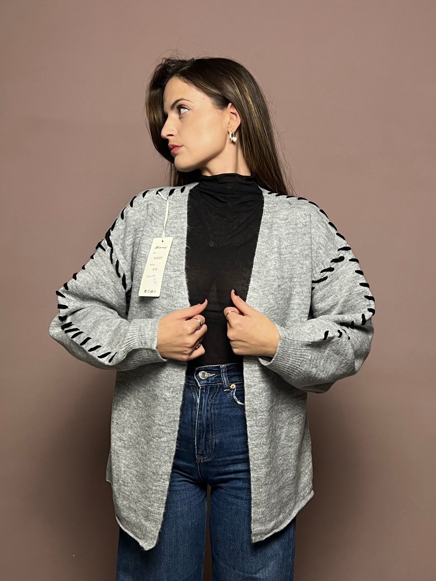 Cardigan TRECCIA GRIGIO